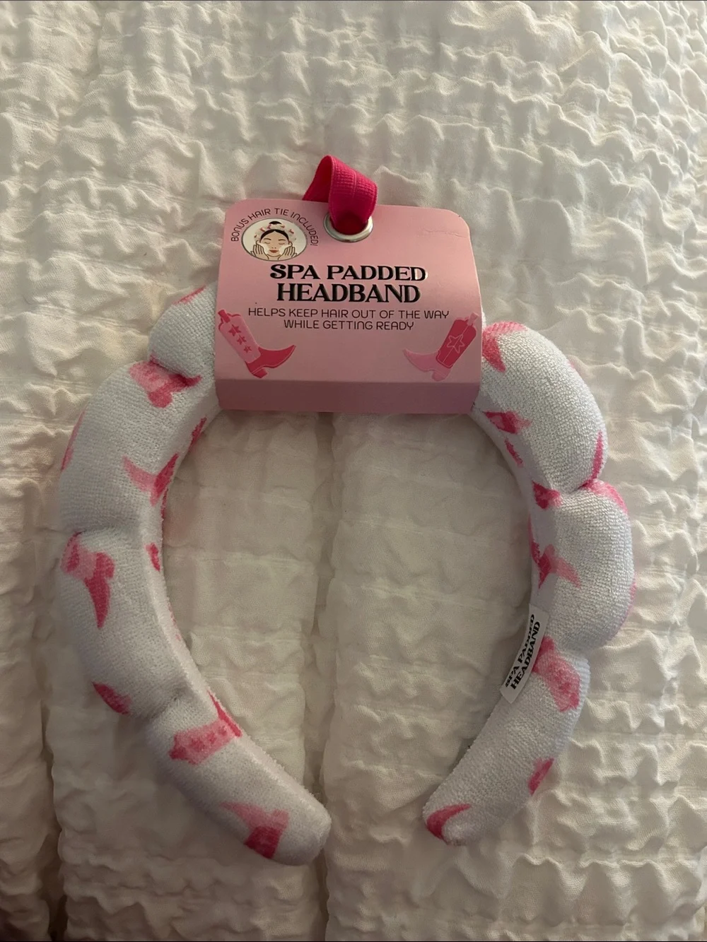 Spa Padded Headband ONLY- White with Pink Accents - Kids Accessories